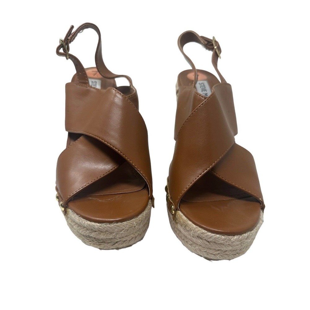 Steve Madden Wedge Sandals Women's 7 Brown Elinna Tall Espadrille Casual Heel